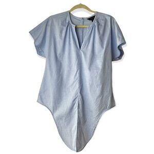 J Crew Light Blue Waist Tie Buttons Down Back Blouse Top. Size XS